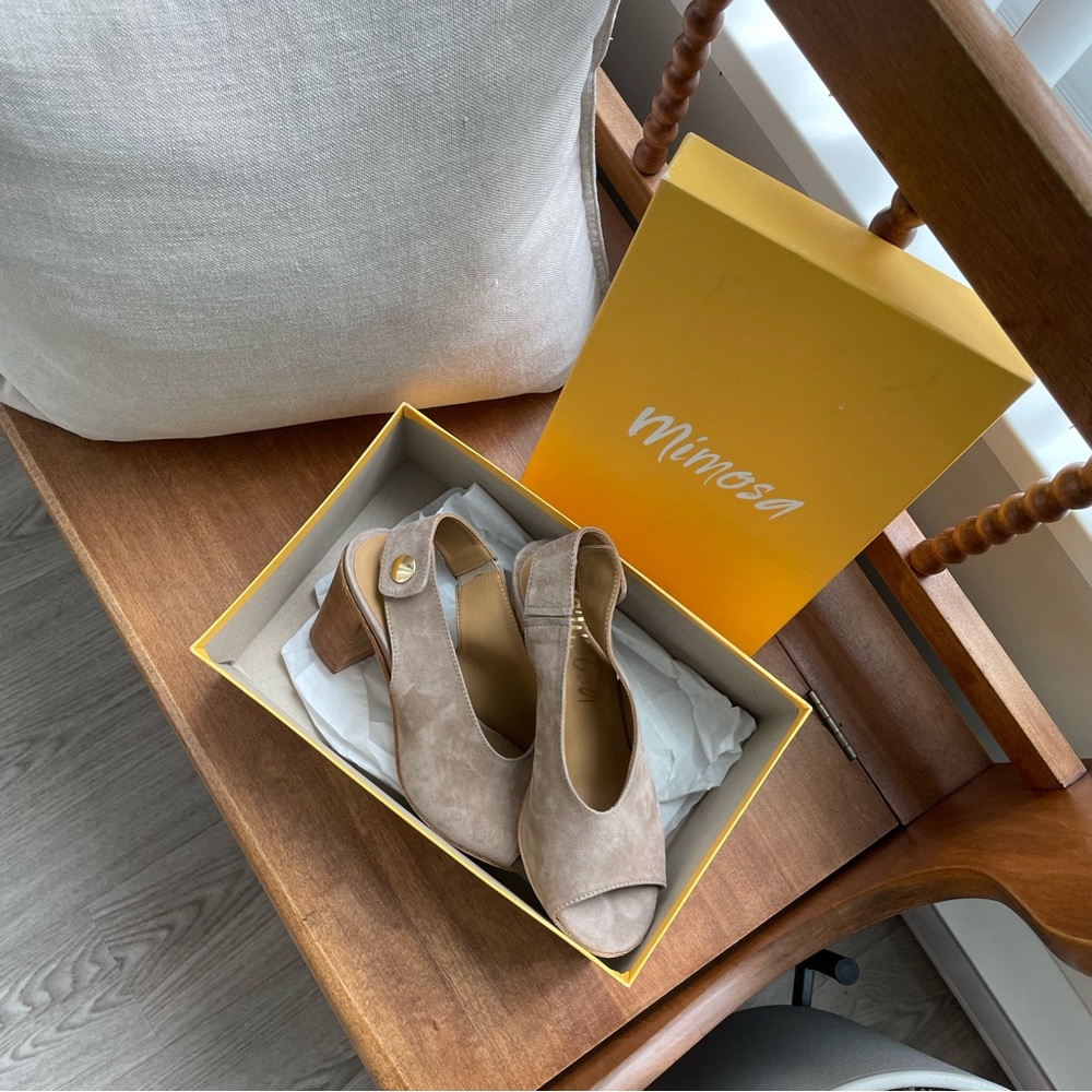 Mimosa Grey Beige Suede Heels